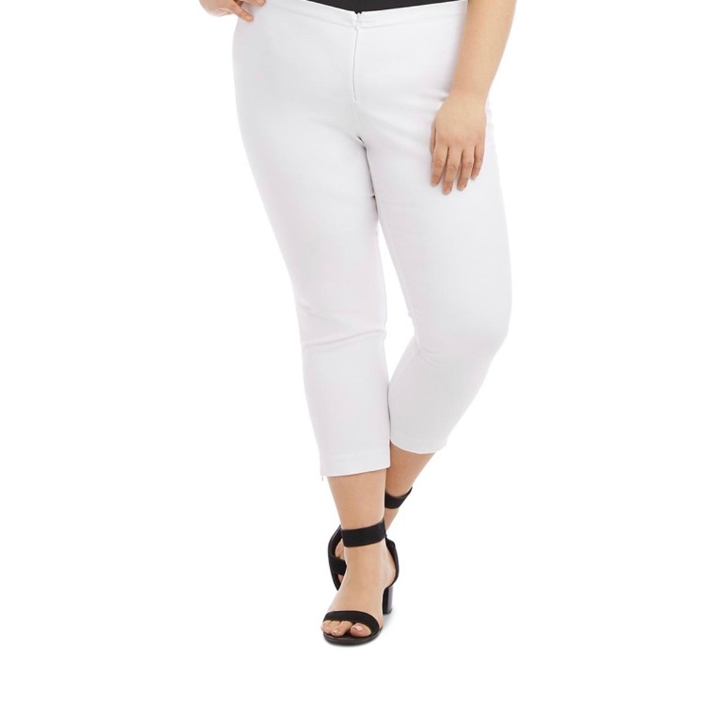 NWT Karen Kane NEW Lifestyle Flat Zipper Front Cropped white pant 18 W